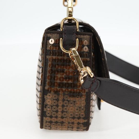 FENDI Zucca Canvas Mamma Bucket Shoulder Bag Sequin Brown Gold - Picture 5 of 14